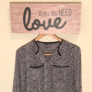 Zac and Rachel blouse. No Flaws chevron patern.